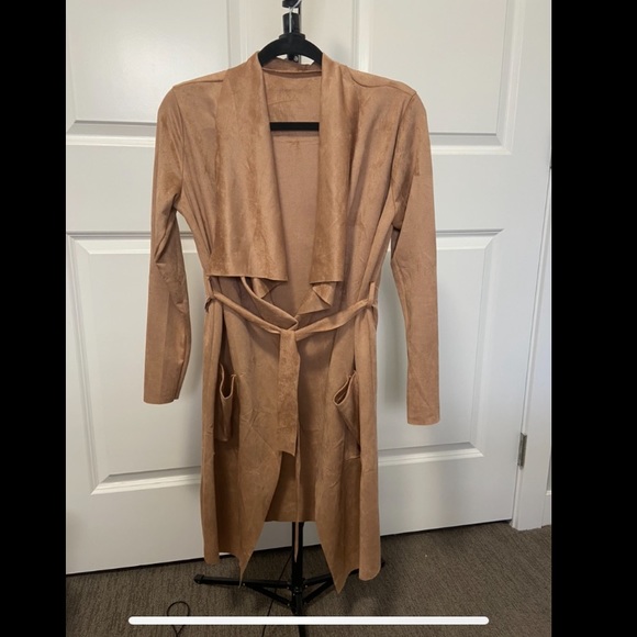 Suede coatigan - taupe -SM - Picture 1 of 2